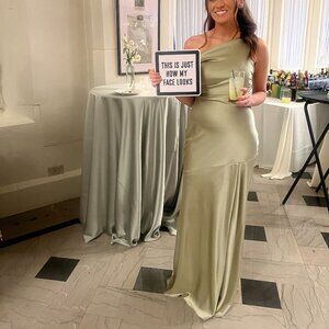 Revolve Bridesmaid Dress One Should Silver Sage Size 2